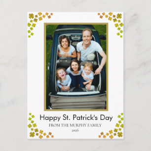 Minimalist lucky shamrock st. Patrick's Day Photo Holiday Postcard
