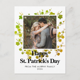 Minimalist lucky shamrock st. Patrick's Day Photo Holiday Postcard