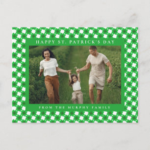 Minimalist lucky shamrock st. Patrick's Day Photo Holiday Postcard