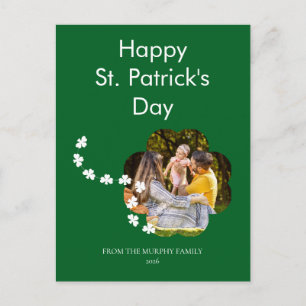 Minimalist lucky shamrock st. Patrick's Day Photo Holiday Postcard