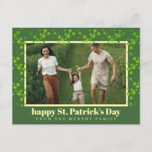 Minimalist lucky shamrock st. Patrick's Day Photo Holiday Postcard