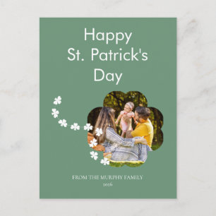 Minimalist lucky shamrock st. Patrick's Day Photo Holiday Postcard