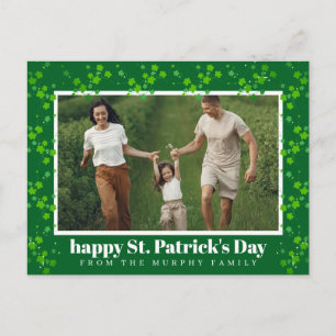 Minimalist lucky shamrock st. Patrick's Day Photo Holiday Postcard
