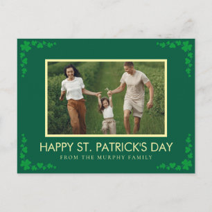 Minimalist lucky shamrock st. Patrick's Day Photo Holiday Postcard