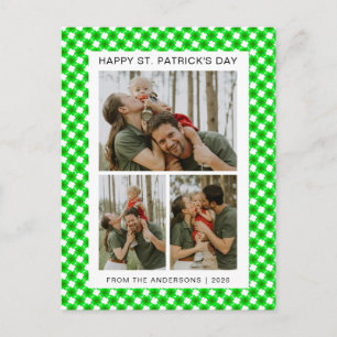 Minimalist lucky shamrock st. Patrick's Day Photo Holiday Postcard
