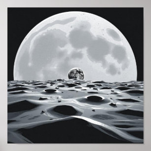 Minimalist Lunar Landscape Poster