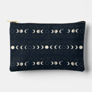 Minimalist Lunar Phases Pattern with Stars and Nig Accessory Pouch