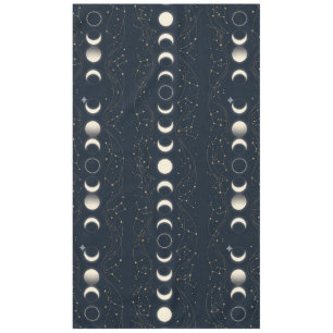 Minimalist Lunar Phases Pattern with Stars and Nig Tablecloth