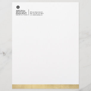 Minimalist Luxe Floral Logo Designer Faux Gold Custom Letterhead