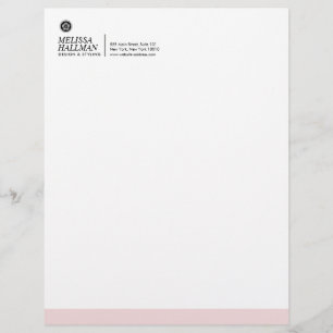 Minimalist Luxe Floral Logo Designer Pink Letterhead Design