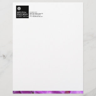 Minimalist Luxe Floral Logo with Purple Orchids Customized Letterhead