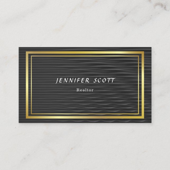 Minimalist Luxury Black Gold Appointment Card (Front)