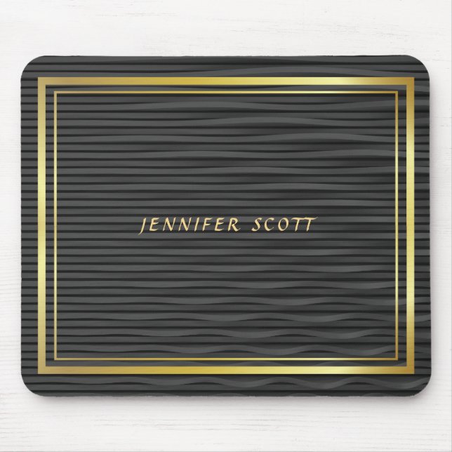 Minimalist Luxury Black Gold Mouse Pad (Front)