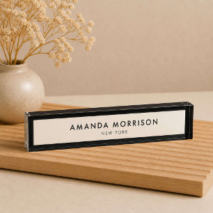 Minimalist Luxury Black/Ivory Nameplate