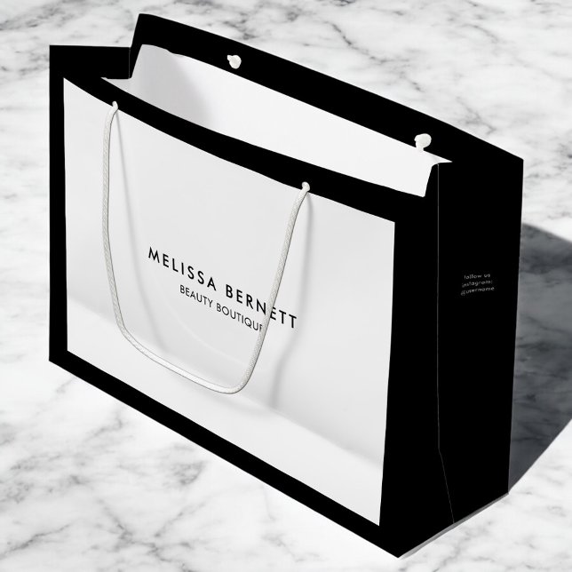 Minimalist Luxury Black White Business Large Gift Bag (Creator Uploaded)