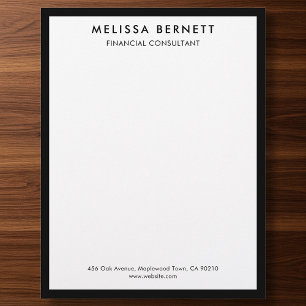 Minimalist Luxury Black White Custom Letterhead