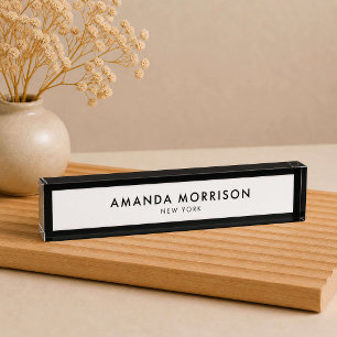 Minimalist Luxury Black/White Nameplate