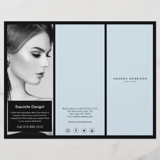 Minimalist Luxury Boutique Black/Blue Brochure (Front)