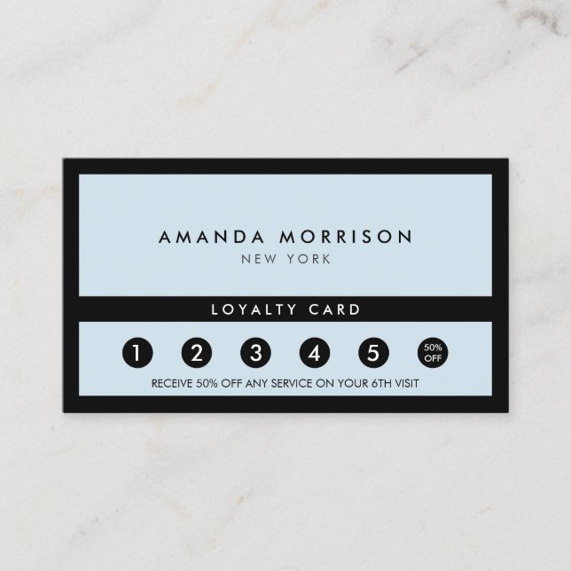 Minimalist Luxury Boutique Black/Blue Loyalty Card (Front)