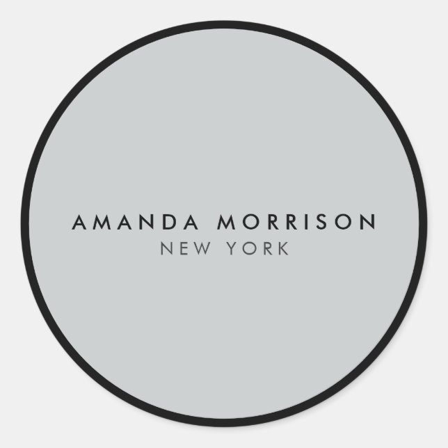 Minimalist Luxury Boutique Black/Grey Classic Round Sticker (Front)