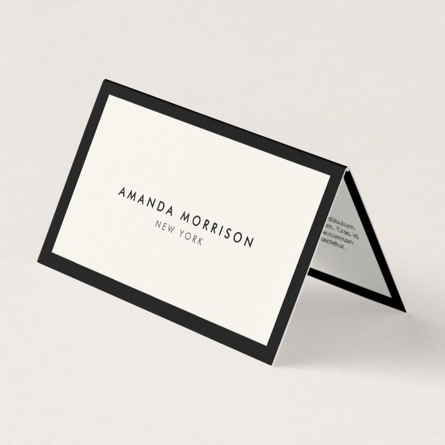 Minimalist Luxury Boutique Black/Ivory Business Card (Front)