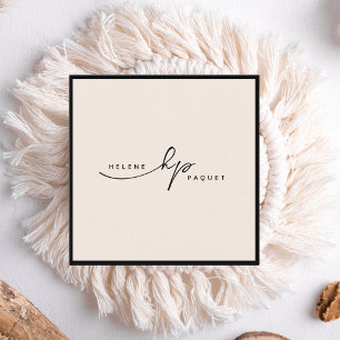 Minimalist Luxury Boutique Black/Ivory Square Busi Square Business Card