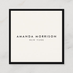 Minimalist Luxury Boutique Black/Ivory Square Business Card