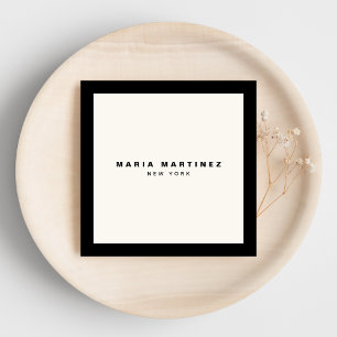 Minimalist Luxury Boutique Black/Ivory Square Business Card