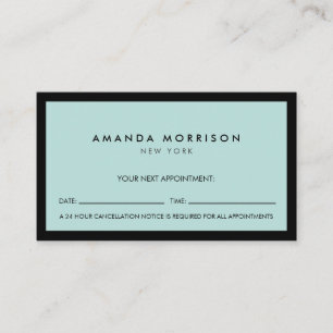 Minimalist Luxury Boutique Black/Mint Appointment Business Card