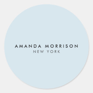 Minimalist Luxury Boutique Blue Classic Round Sticker