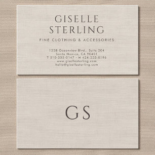 Minimalist Luxury Boutique Clothing Faux Linen Business Card
