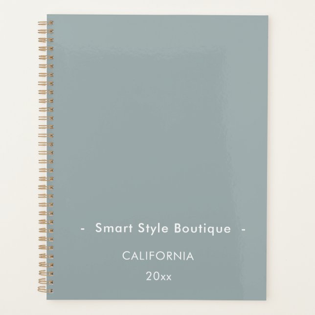 Minimalist Luxury Boutique Dusty Blue Planner (Front)