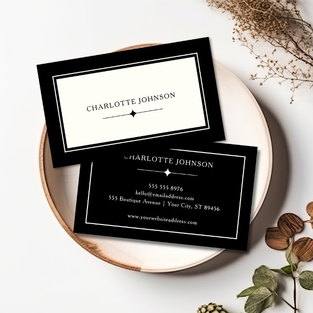 Minimalist Luxury Boutique Ivory Black Business Card (Creator Uploaded)