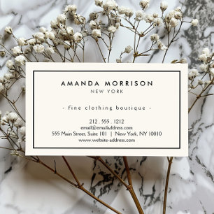 Minimalist Luxury Boutique Ivory/Black Single Side Business Card