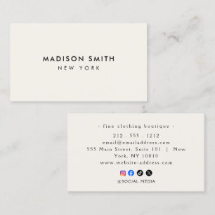 Minimalist Luxury Boutique Ivory Business Card