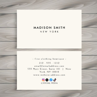 Minimalist Luxury Boutique Ivory Business Card