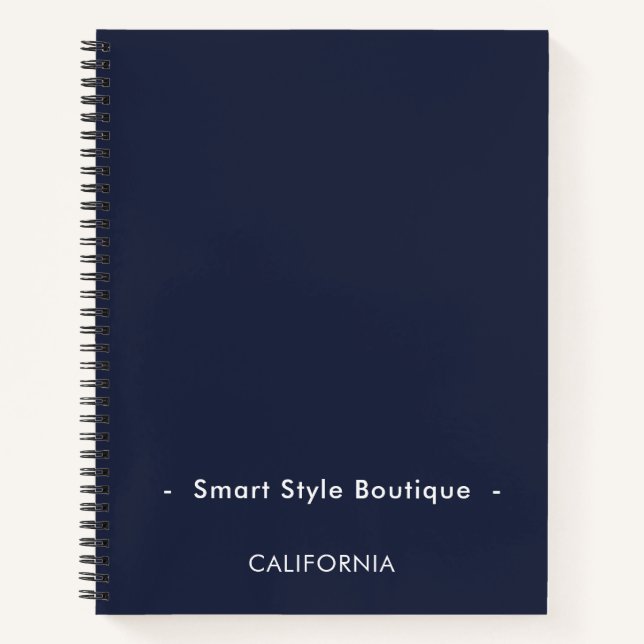 Minimalist Luxury Boutique Navy Blue Notebook (Front)