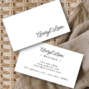 Minimalist Luxury Boutique White Elegant Script Business Card