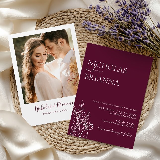 Minimalist Luxury Burgundy Wedding Invitation (Creator Uploaded)