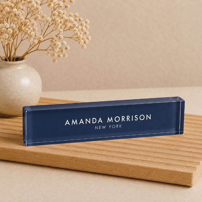 Minimalist Luxury Dark Navy Blue Nameplate (Creator Uploaded)
