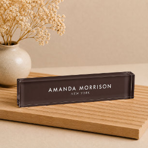 Minimalist Luxury Deep Brown Nameplate