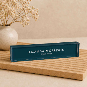 Minimalist Luxury Deep Teal Nameplate