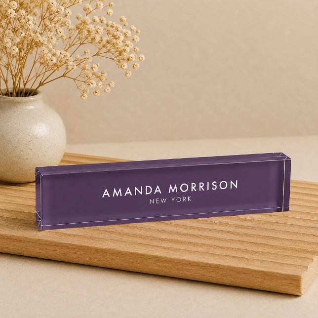 Minimalist Luxury Eggplant Purple Nameplate (Creator Uploaded)