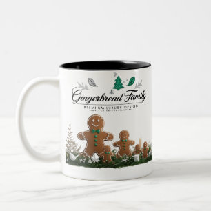 Minimalist Luxury Gingerbread Family Christmas  Two-Tone Coffee Mug