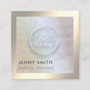 Minimalist luxury gold holographic custom logo square business card