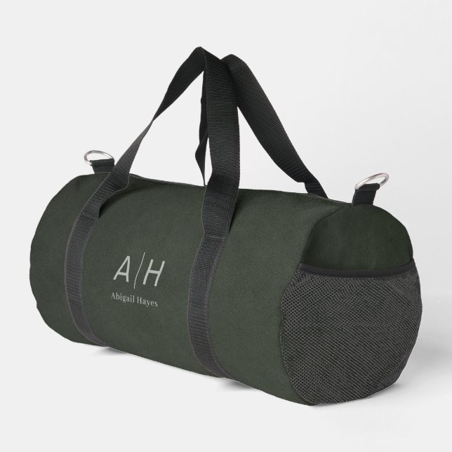 Minimalist Luxury Green Suede Print Monogram Duffle Bag (Right Corner)