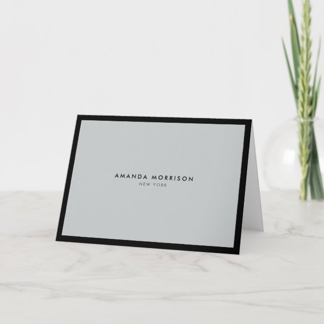 Minimalist Luxury Grey Bordered Note Card (Front)