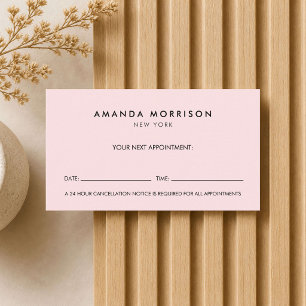 Minimalist Luxury Pink Appointment Business Card