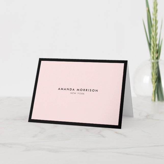 Minimalist Luxury Pink Bordered Note Card (Front)