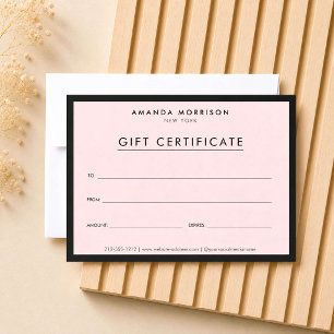 Minimalist Luxury Pink Gift Certificate